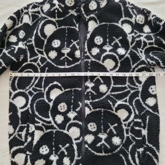 Reason Mens Teddy Yarn Sherpa Full Zip Jacket Black White Size Medium - Picture 9 of 12